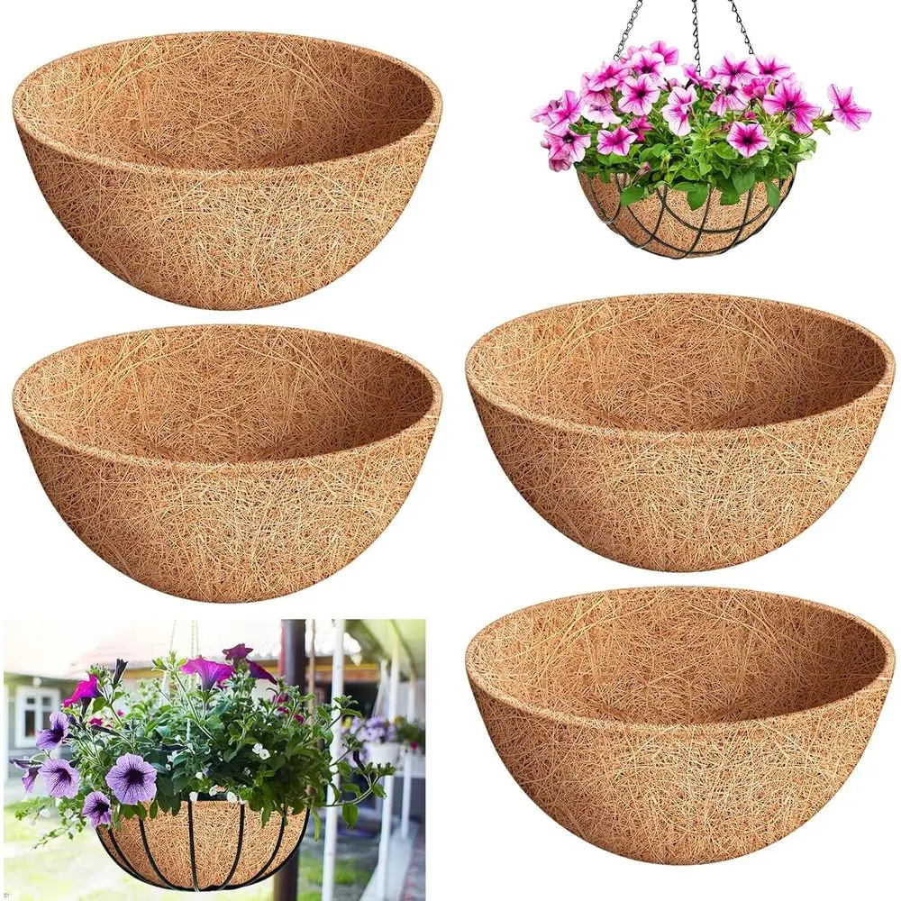 

4 Pack 16 Inch Round Natural Coir Plant Liners for Hanging Baskets and Garden Planters