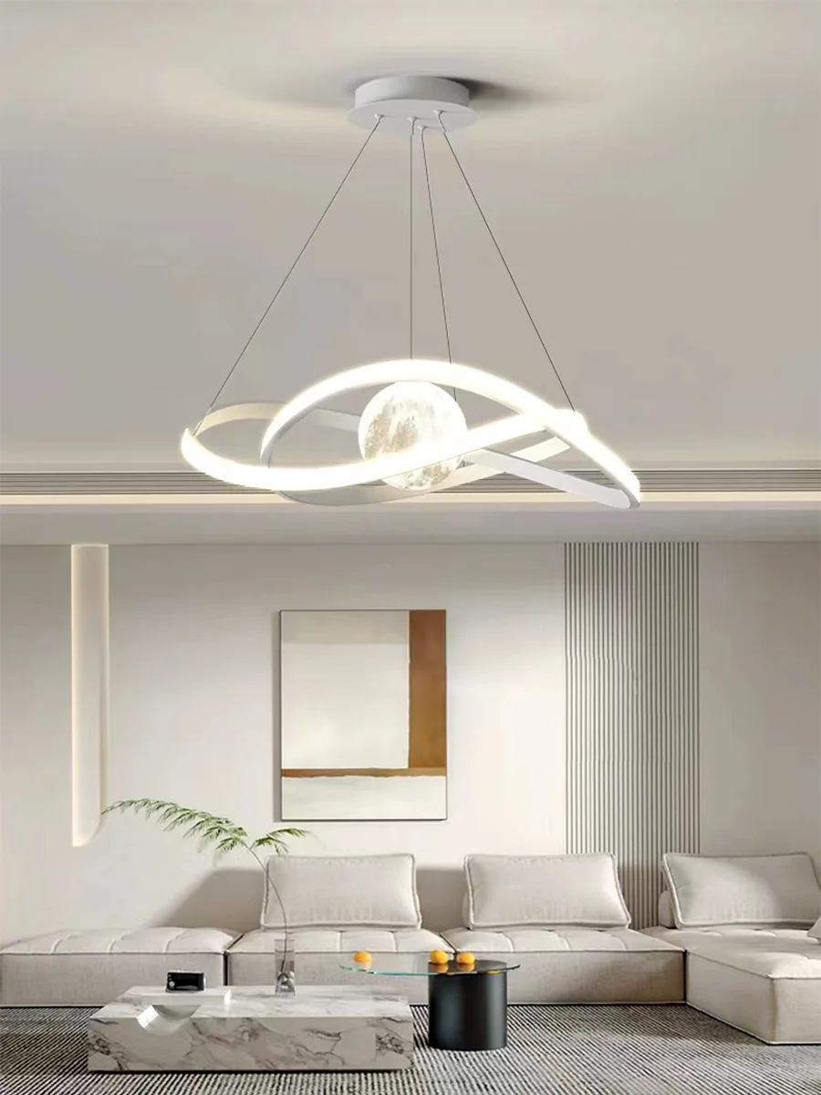 

Modern LED Pendant Lamp Lights Hanging Aluminum Line Black Ceiling Chandelier Living Room Bedroom Dining Room Kitchen Lamp