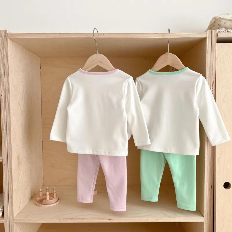 New Girls Boye Two Piece Sets Home Wear Pajamas Spring Autumn Cotton Soft Fashion Loose Indoor O-neck Unhooded