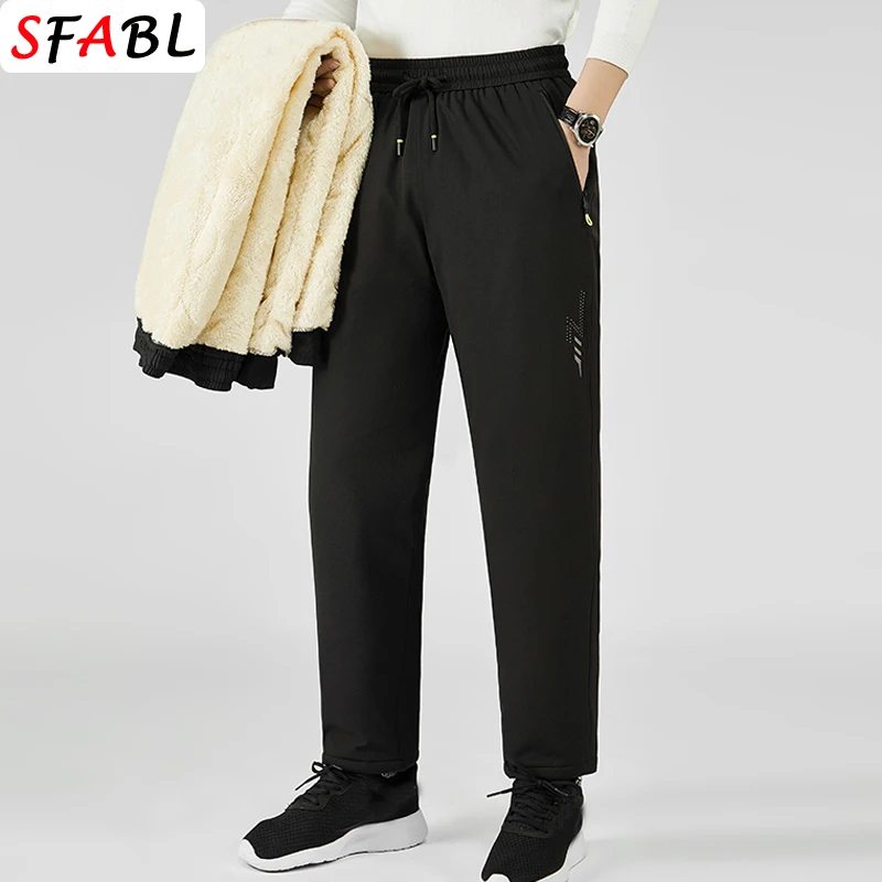 Windproof Outdoor Sportswear Trousers Thick Fleece Lining Sweatpants for Men New Fashion Winter Pants for Men Men's Winter Pants