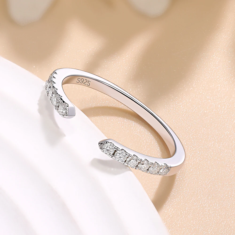 Women's Moissanite Wedding Band, 925 Silver
