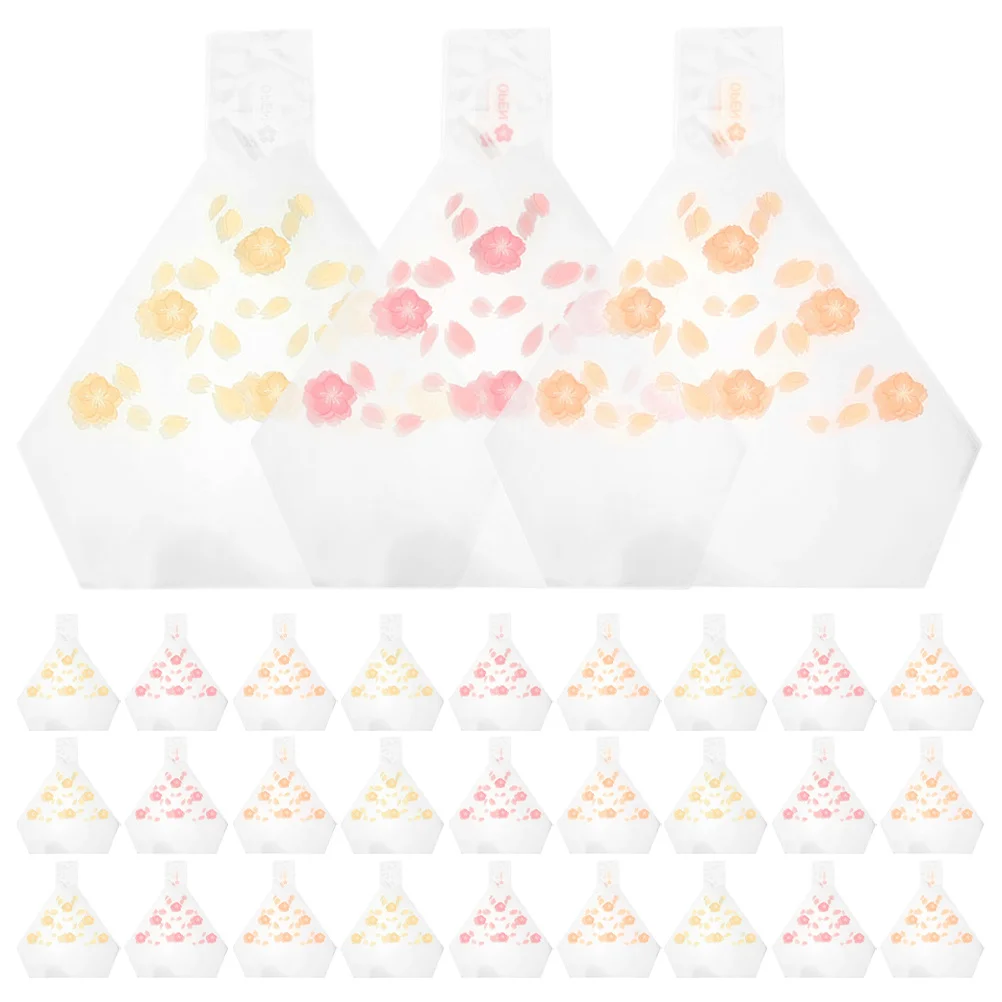 

50Pcs Microwaveable Food Grade Onigiri Packing Bags Triangle Sushi Wrappers Tearable Sealable Design for Fresh Rice Ball Lunch