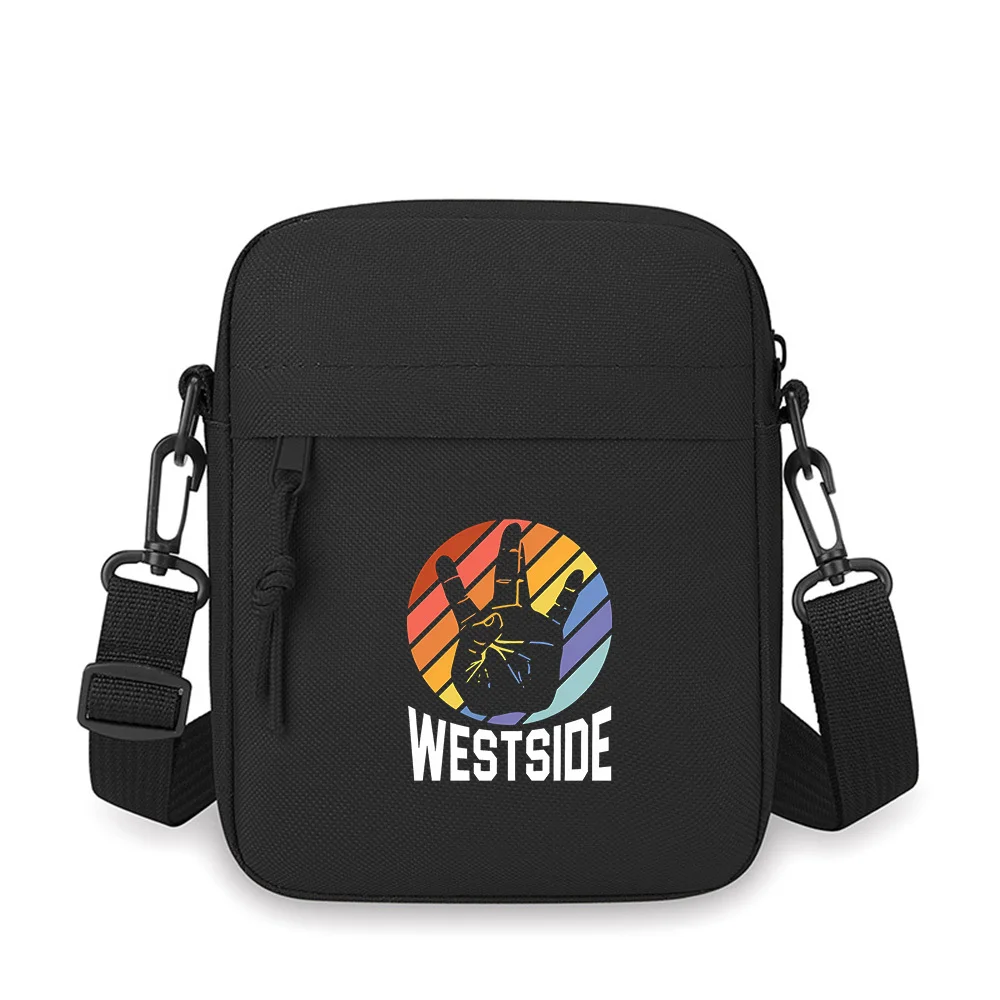 

Hand sign sunset stripes Westside design Men Crossbody Bag Single Shoulder Women Cartoon Anime Film Printing Design Unisex