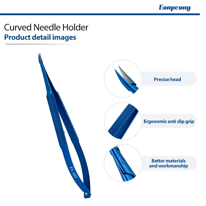 Curved Needle Holder Titanium Alloy Micro Surgical Instrument Autoclavable Suture Needle Holding Forceps