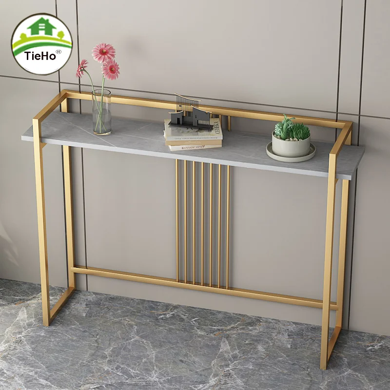 Luxury Hallway Slate Console Table Modern Minimalist Entrance Metal Long Side Table Fashionable Coffee Table Home Furniture