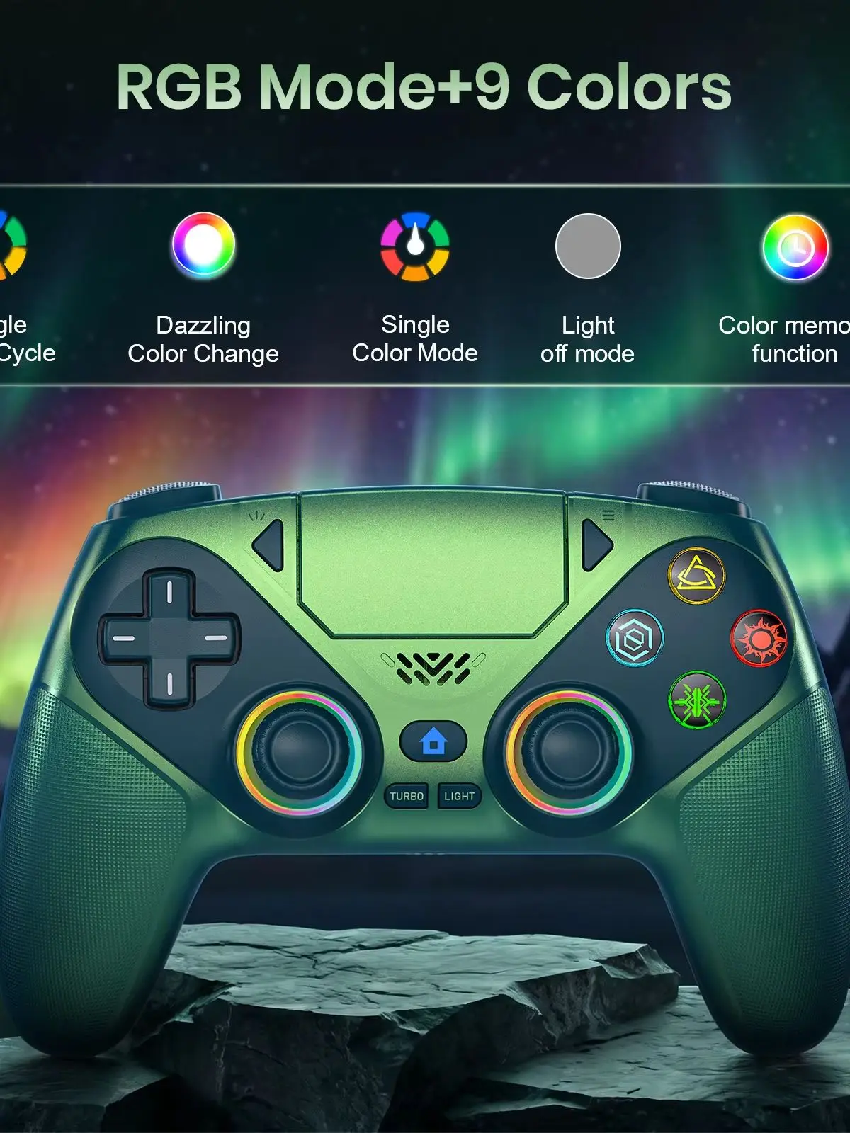 Für PlayStation 5 PS5/PS5 Pro/Slim/PC Controller, RGB-Licht Kabellose Gamepads mit Marco/Turbo-Funktion Hall-Effekt-Joystick Spielsteuerung