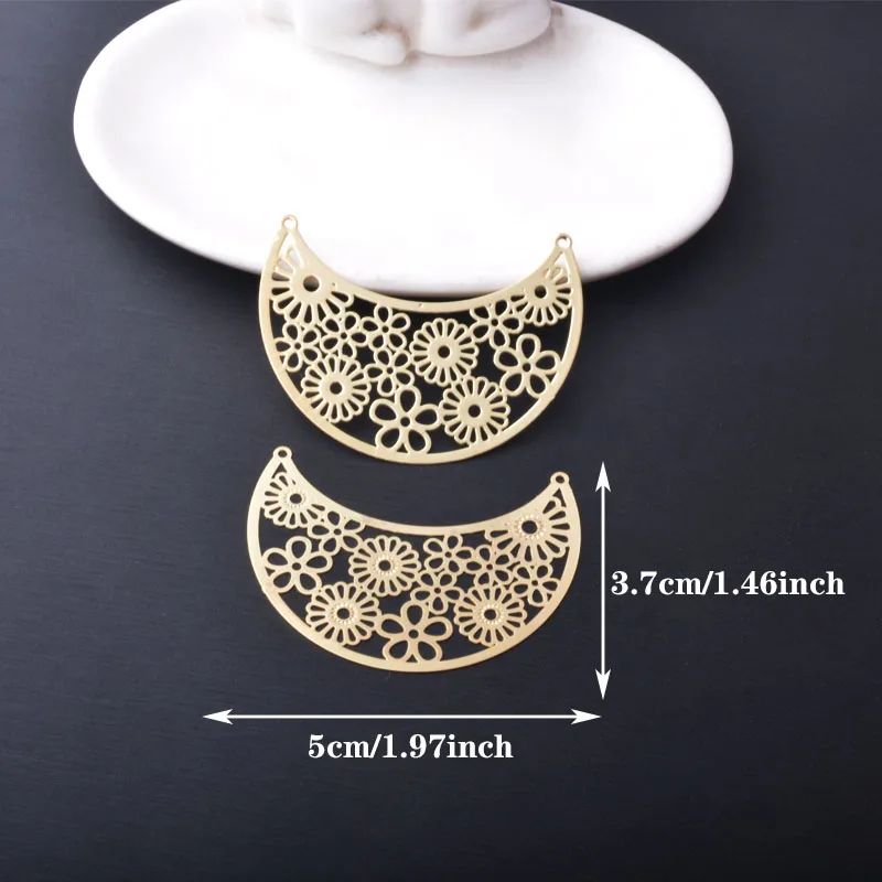 20 Stück Ausverkauf AA4301 Messing Schmuck Mond Anhänger DIY Damen Ohrring Halskette Zubehör – Detail 2