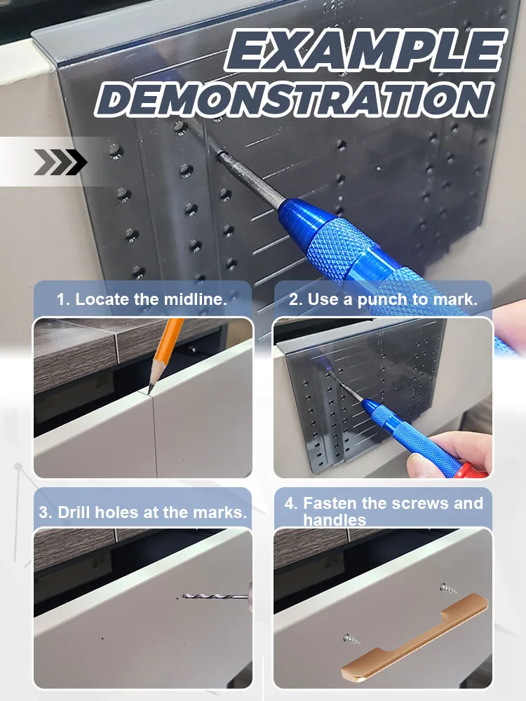 Imagem -06 - Gaveta Handle Template para Cabinet Handle Knob Centro de Perfuração Modelo de Montagem Soco de Madeira