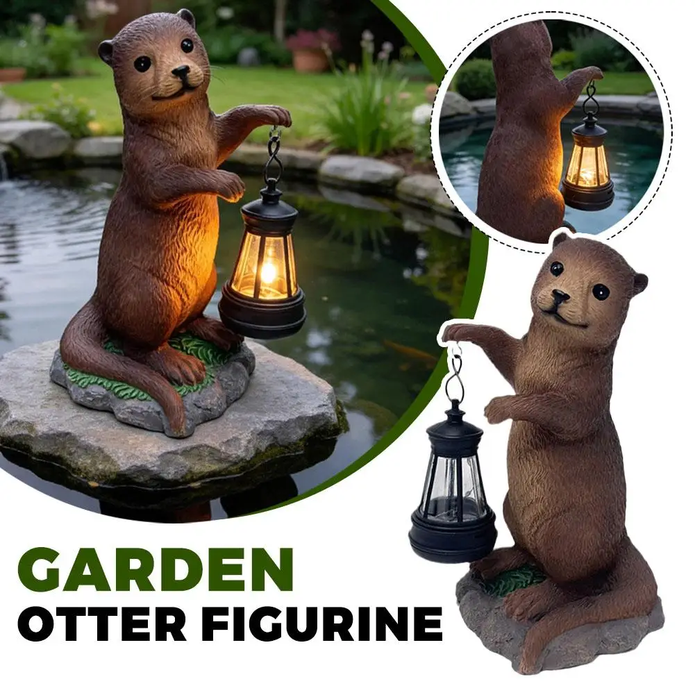 

Solar-Powered Otter Sculpture Lantern Resin Outdoor Garden Patio Resin Simulation Animal Ornament Outdoor Courtyard Decoration