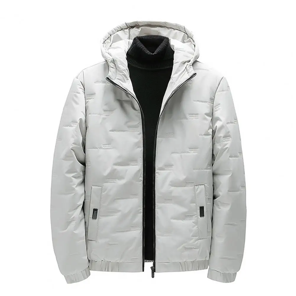 معطف رجالي بغطاء للرأس سترة حرارية مقاومة للرياح معطف مبطن مع جيوب بسحاب بقصة ضيقة وخفيفة الوزن ملابس خارجية دافئة للخريف