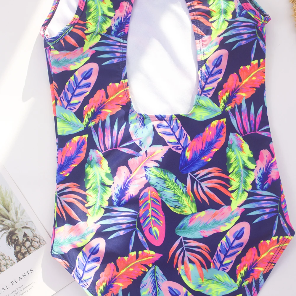 2024 Girls Ruffle Bikini Swimsuit Gradient Leopard Floral Animal Kids Swimwear Children Bikini Rainbo 418