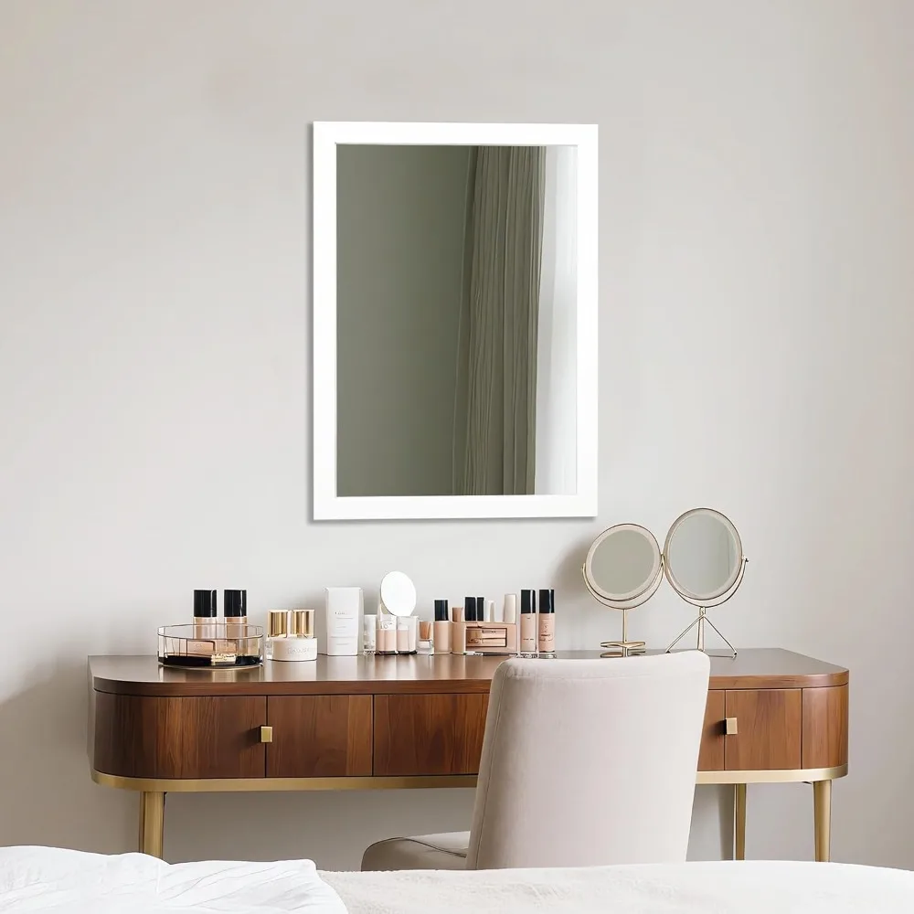Rectangular Wall Mirror for Home - 20x28 Inches, White Frame, Ideal for Bathroom, Bedroom, Entryway, Living Room