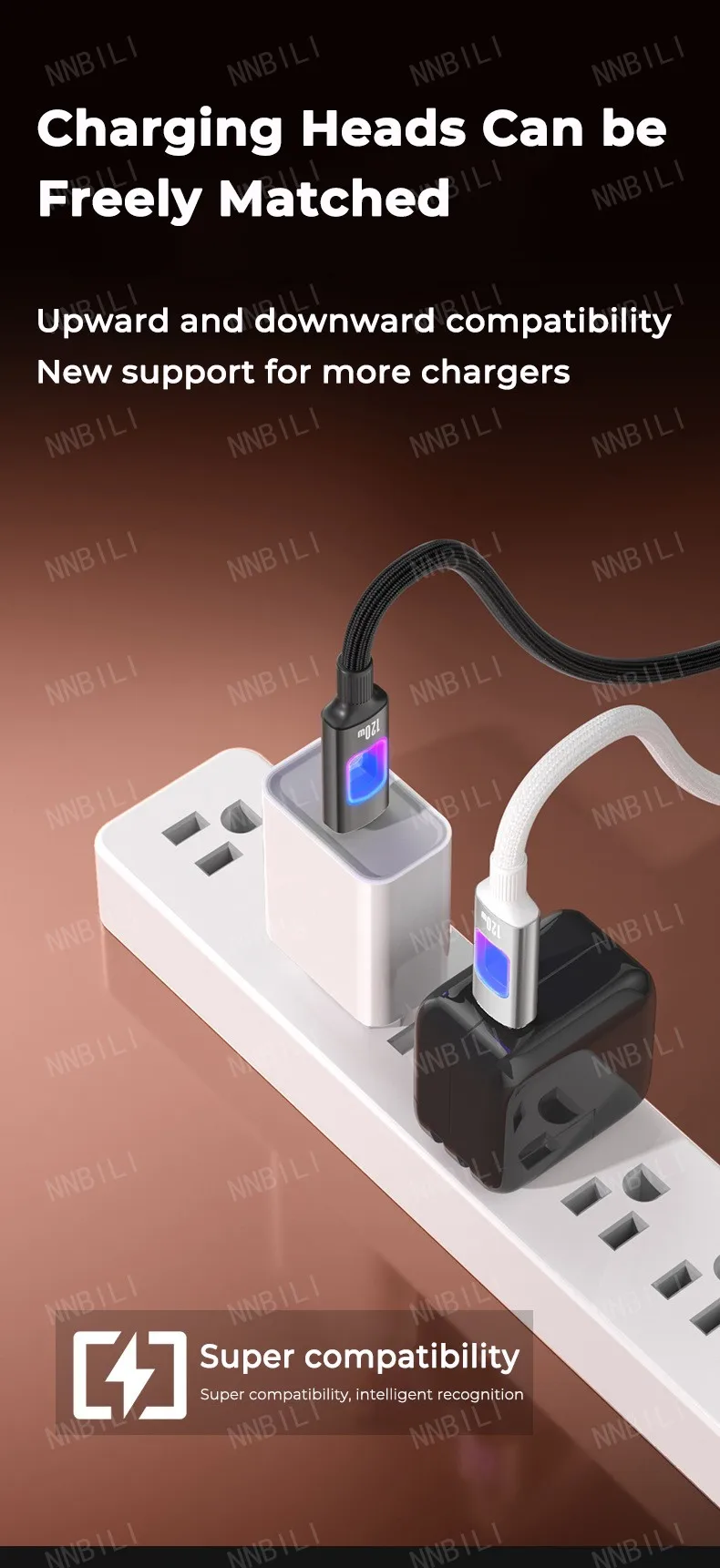 NNBILI Dual Type C 120W USB A to Type C Fast Charging Data Cord Type-C Quick Charging for Huawei MacBook iPad iPhone 18 17 Honor
