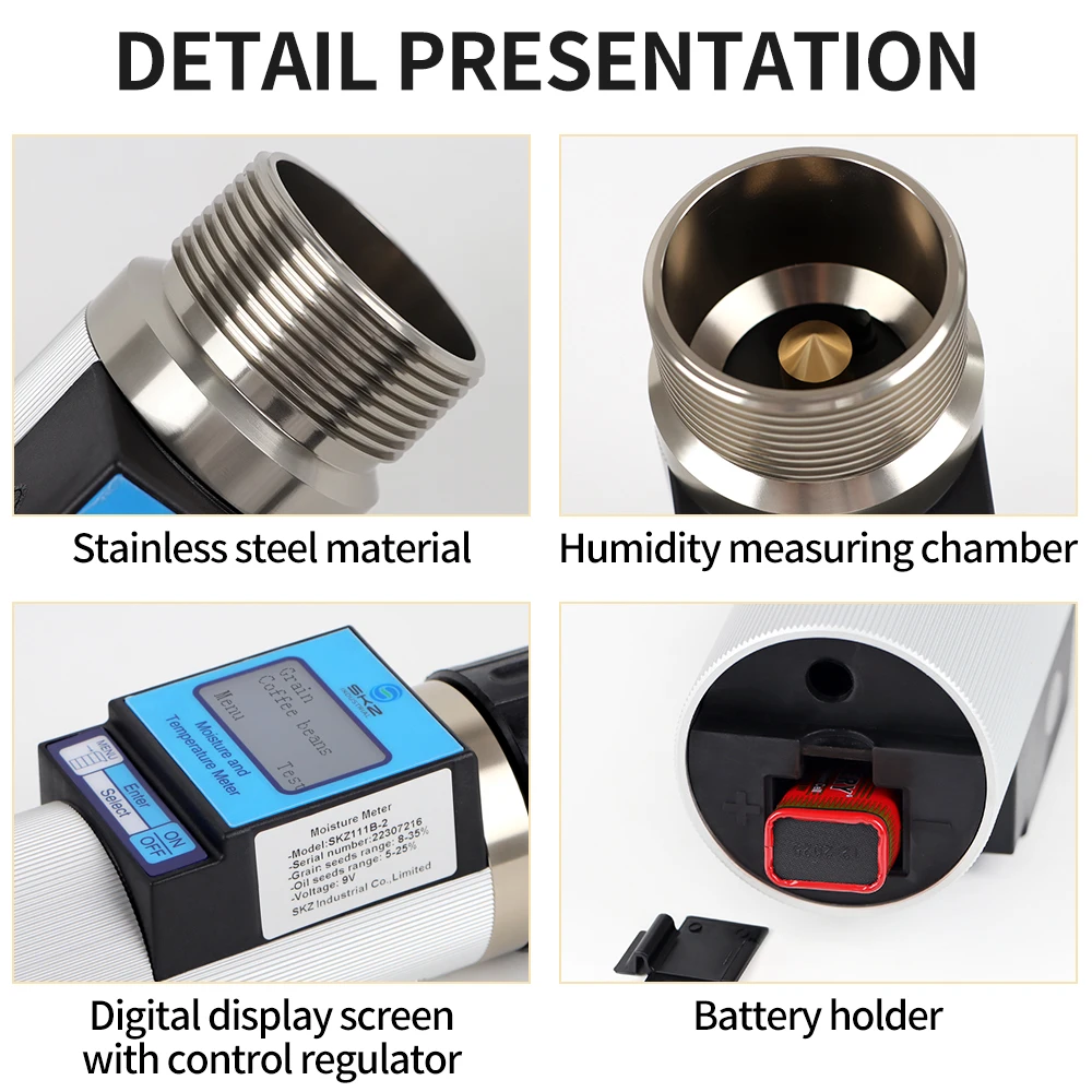 Wielojęzyczna inteligentna Tester wilgotności cyfrowy miernik wilgotności ziarna dla 37 rodzajów ziaren higrometru nasion pszenicy kawy