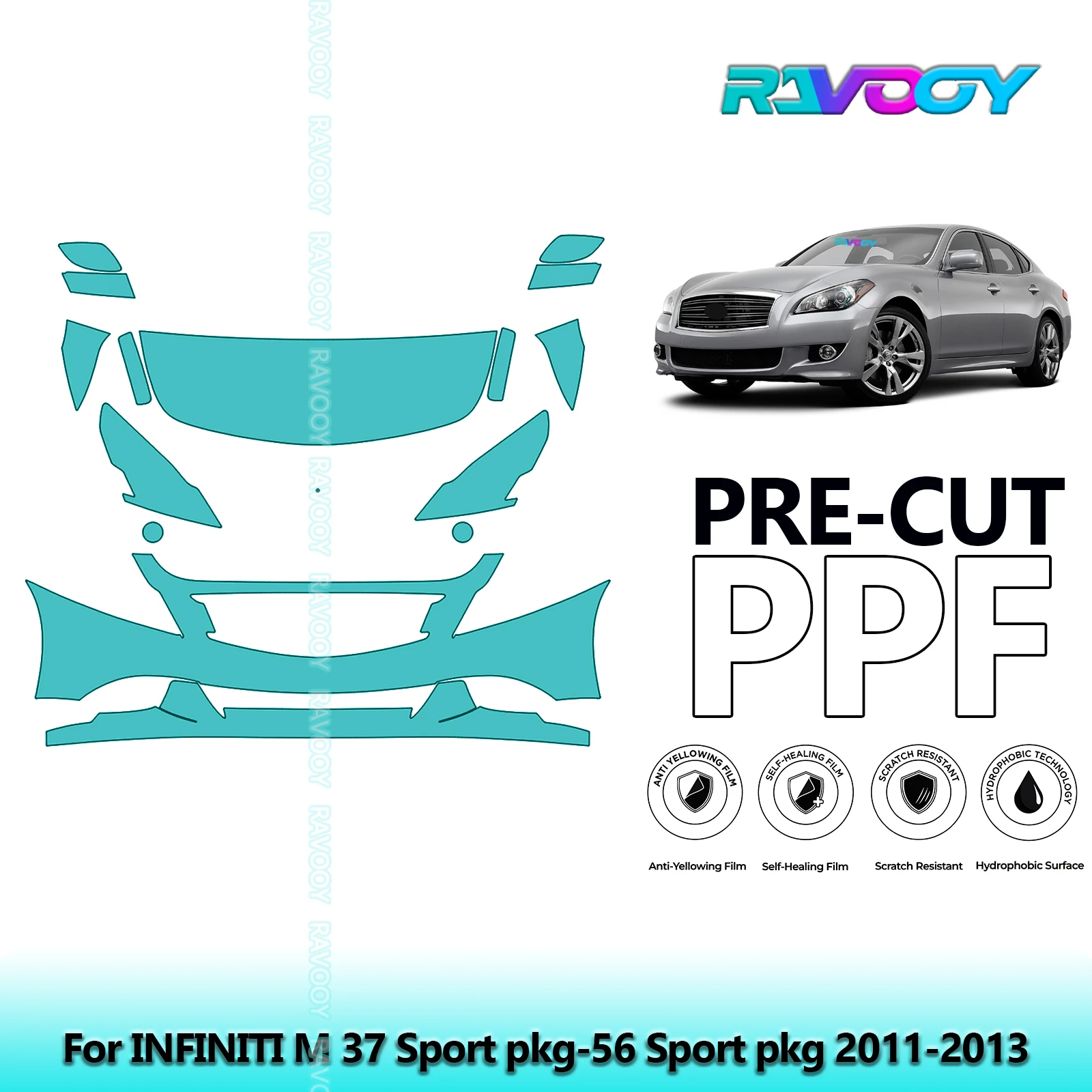 For INFINITI M 37 Sport pkg-56 Sport pkg 2011-2013 Partial Front 8.5Mil Pre-Cut Paint Protection Film PPF Kit Clear/Matte/Black
