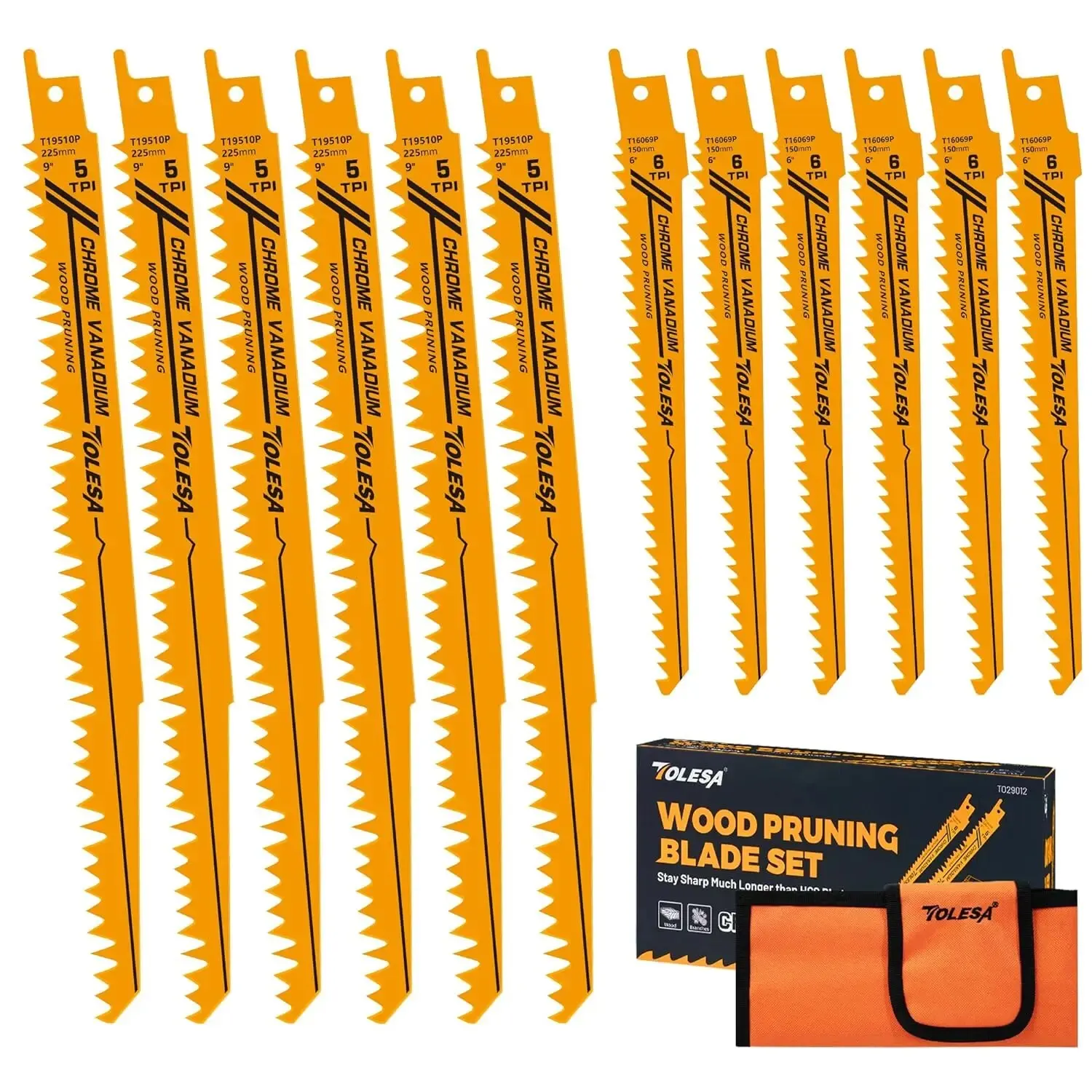 TOLESA 12PCS Sawzall Blades Wood Cutting Reciprocating Saw Blade Pruning Blades Fast & Clean Cut for Professionals DIY Gardeners