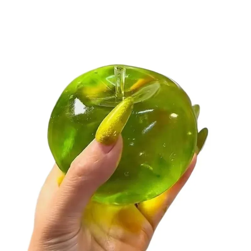 Squishy Green Apple Stress Ball Soft Fidget Sensory Toy for ADHD Autism Slow Rebound Squeeze Toy for Adults Kids Christmas Gift