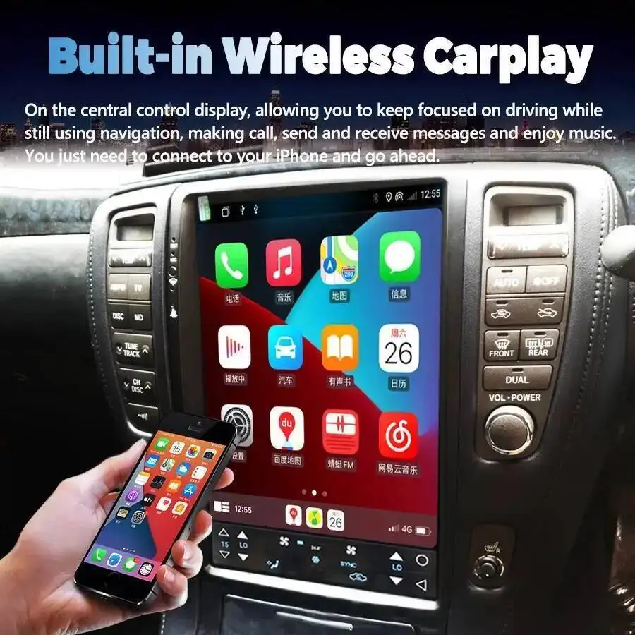 Android 15 Unità Principale Dello Schermo Per Toyota Crown S182 S184 2005 -2009 Lettore Video Multimediale GPS 12.1 "256GB DSP CarPlay Stereo