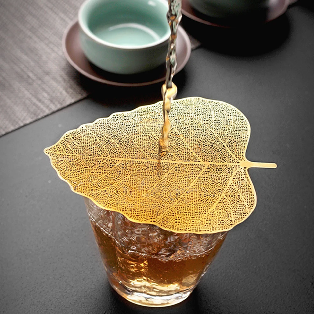 

3 Pcs Filter Tea Leak Accessories Household Strainer Stainless Steel Kungfu Golden Leaf Shape