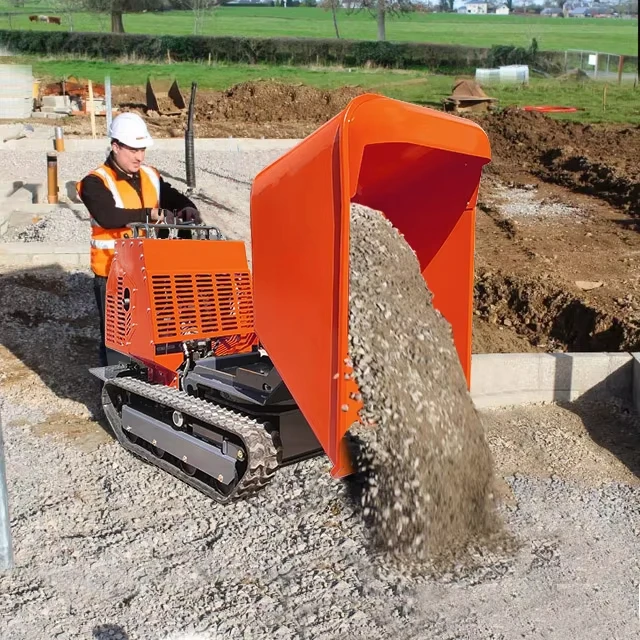 Mini-Dumper, Raupe, kleiner Gummi-Raupen-Transportwagen, Mini-Raupen-Dumper, drehbar, Heben, 1200 kg, mit CE-EPA-Motor