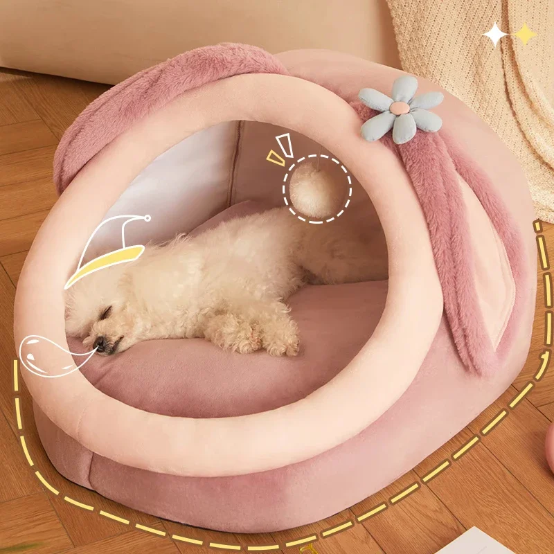 

Princess-Style Cat Bed, Lace Trim Dog House, Baby Crib-Inspired Pet Bed, Detachable Soft Pet Nest, Gentle and Comfortable Design