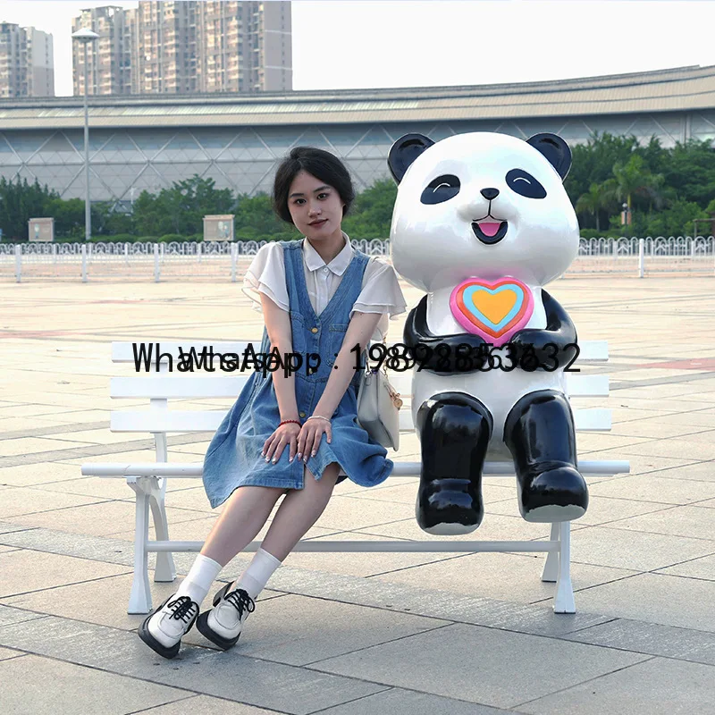 

CBJ Internet Celebrity Check-in Photo Glass Fiber Cartoon Panda Sculpture Mall Milk Tea Shop Entrance Decoration Ornament