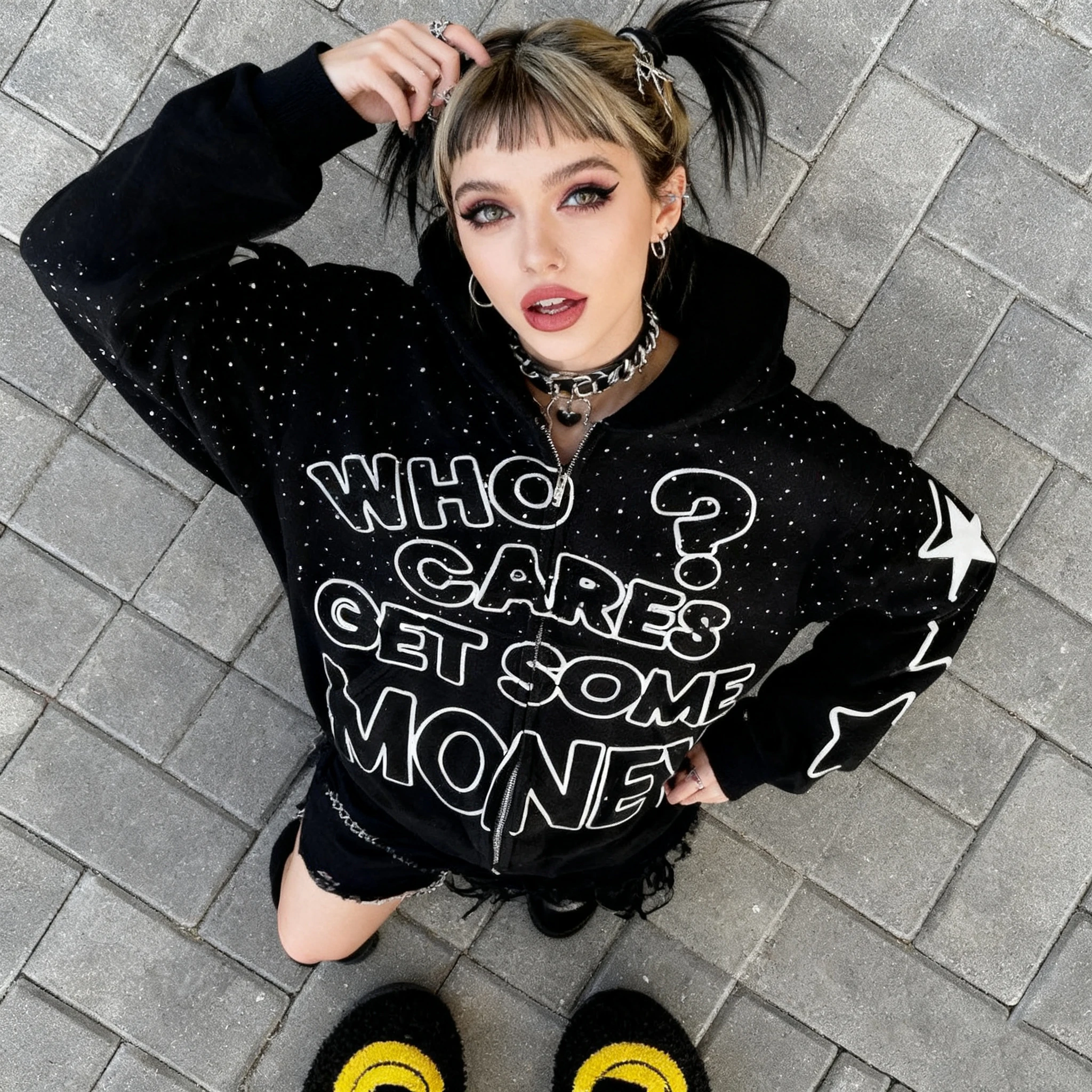 

Y2K Retro Harajuku Hot Girl High Street Gothic Style Letter Printed Hoodie Autumn/Winter Couple's Loose Hip Hop Cardigan Top