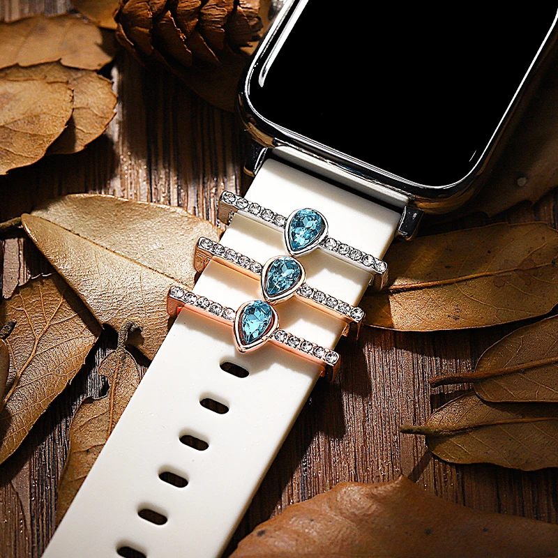 حزام سيليكون زخرفة القلب القوس ، سحر خاتم Watchband ، سحر مسمار ل Iwatch ، المجوهرات الناعمة لساعة أبل