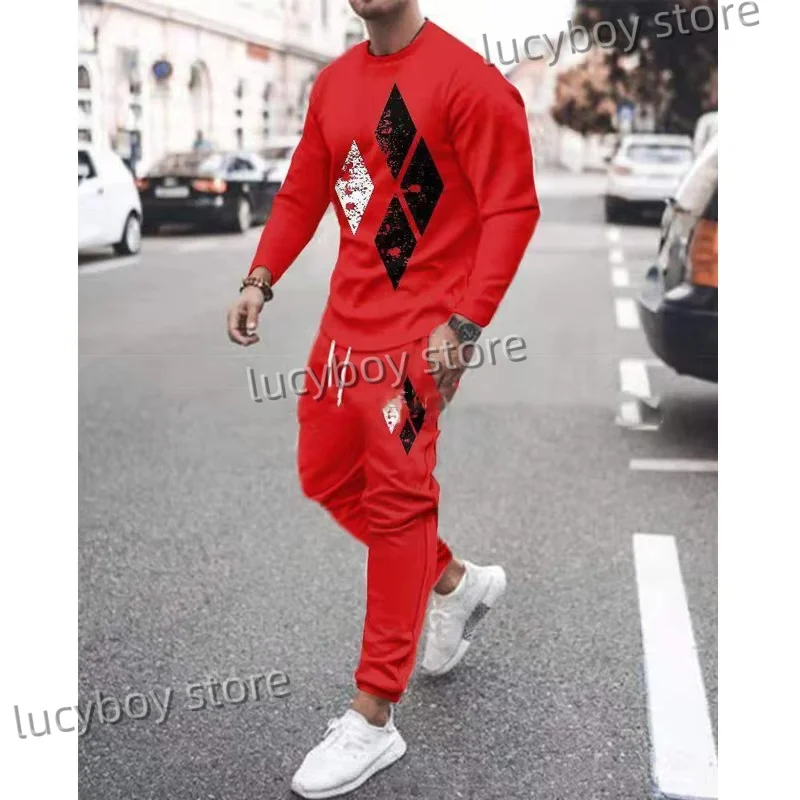 

3D Printing Men Set Tracksuit Men Sportsuits Gentlemen Set T-shirt Suit Long Sleeve 3D Coat+Pants Gyms Casual Sportswear Suit