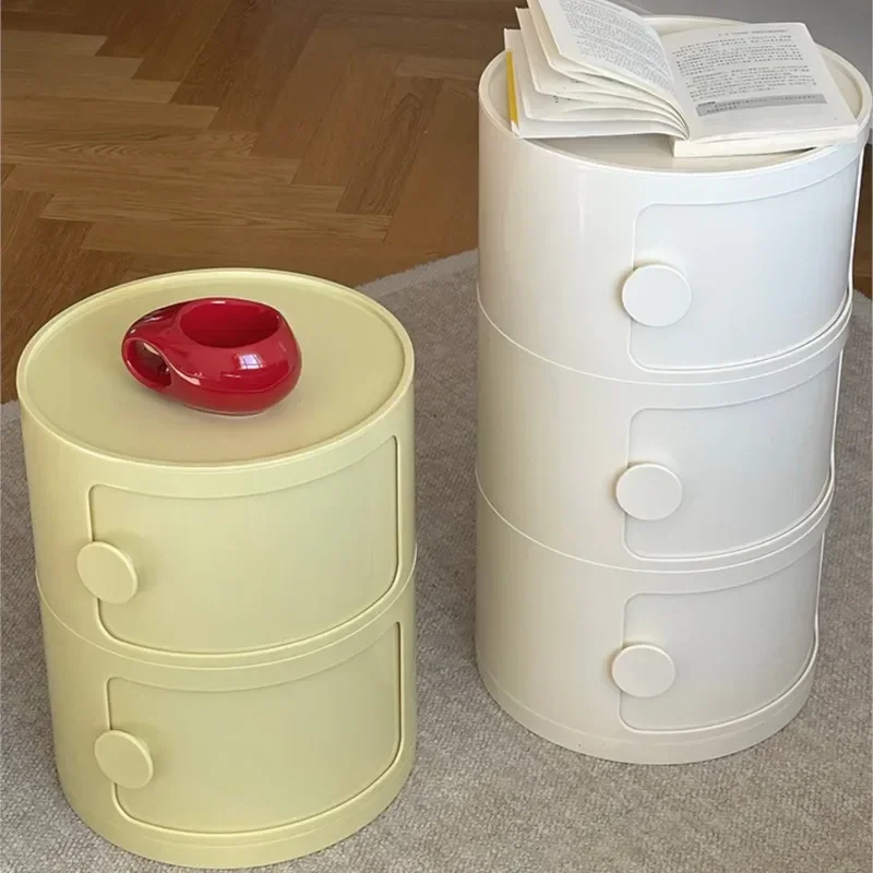 Medieval Style Combination Storage Nightstand Colorful Dopamine Cream With Handles Kids Room Multi-tier Storage Cabinet