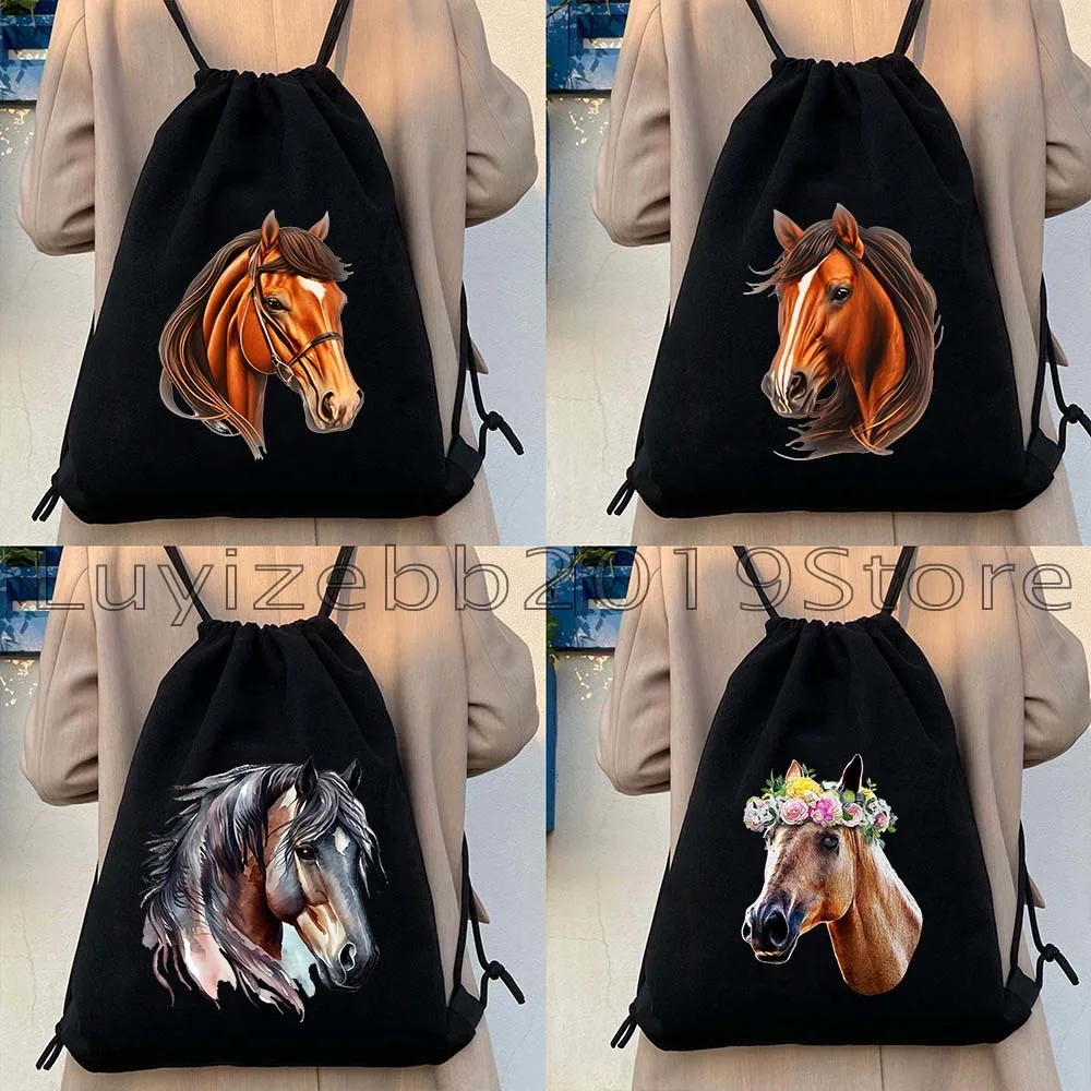 

Horses Is My Spirit Animal Floral Watercolor Horse Face Art Print Cute Gifts Canvas Drawstring Bags Soccer Backpack Gym Sackpack