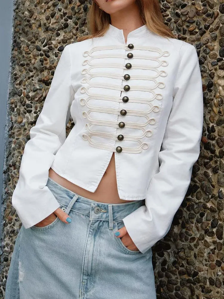 Spring 2026 Women's Slim Fit Long Sleeve round Neck Rope Buckle Jacket New Arrival Versatile Elegant Short Outerwear