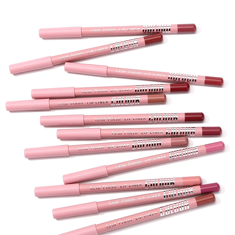 12 สี Matte Lipliner ดินสอกันน้ํา Plumping Stain ลิปสติก Natural Nude Pink Lip Liner Pro Outline Lips Contour แต่งหน้า