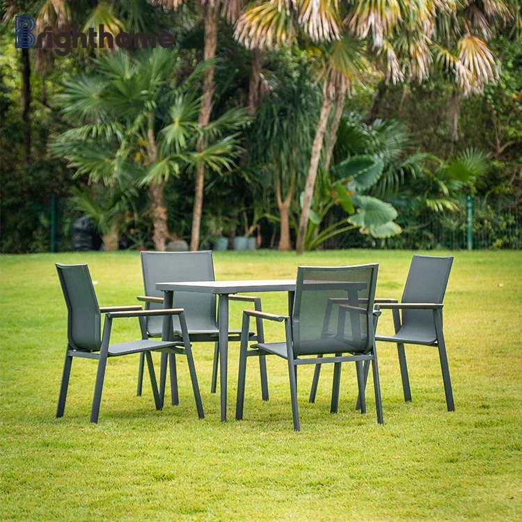 Mesa de jantar e cadeiras de alumínio para pátio de móveis ao ar livre Conjunto de jantar bistrô de jardim