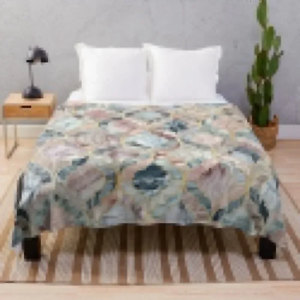 

Marble Moroccan Tile Pattern Throw Blanket Cozy Throw Blanket for Bed Sofa Chair