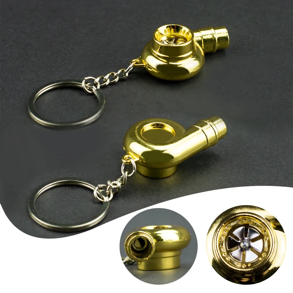 Whistle Sound Turbo Keychain Sleeve Bearing Spinning Auto Part Model Turbine Turbocharger Key Chain Ring Keyring Accessories