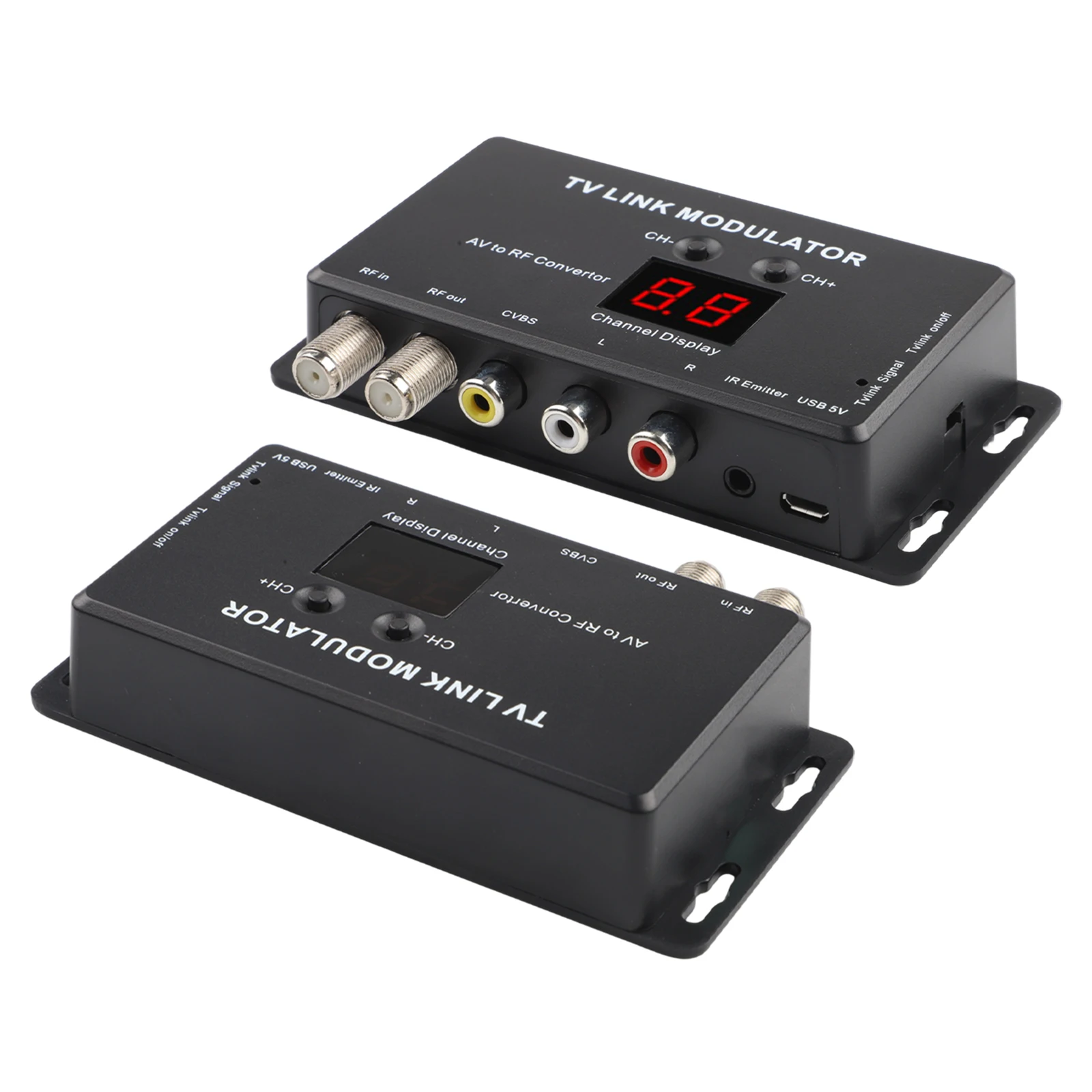 Black TM70 UHF Modulator AV To RF Converter With Remote Control For TV Link IR Extender NTSC Signal Transmission Device