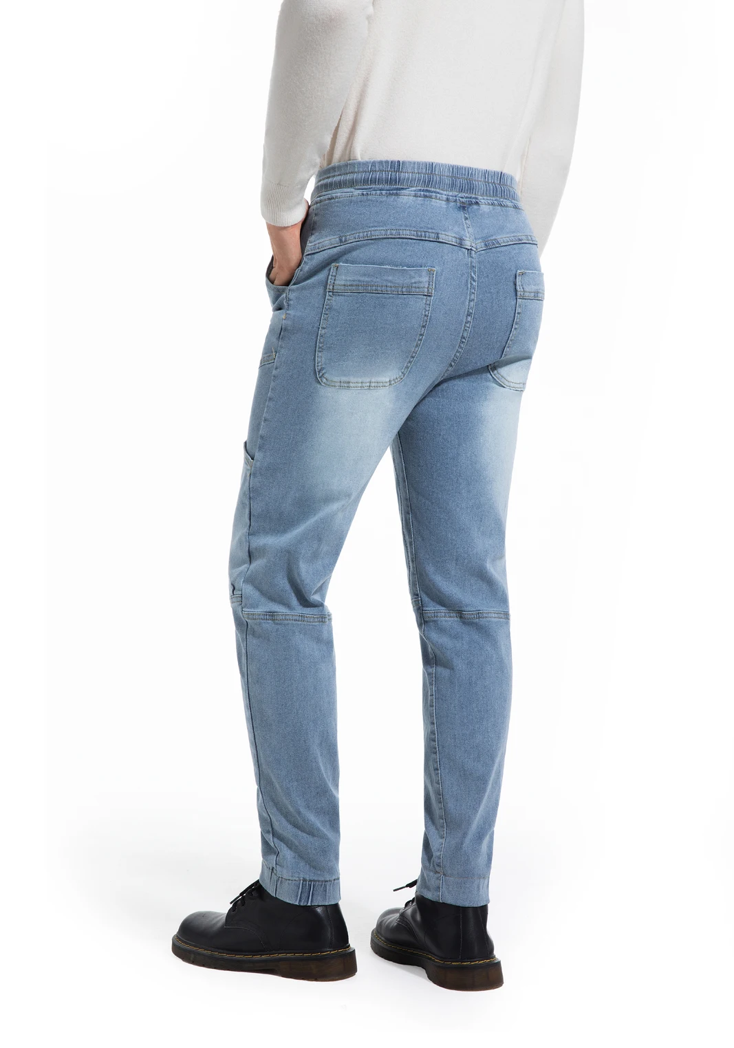 

Джинсы для папы с эластичной резинкой на талии, уличный стиль, однотонные, подходят для всех сезонов, мужские джинсы.