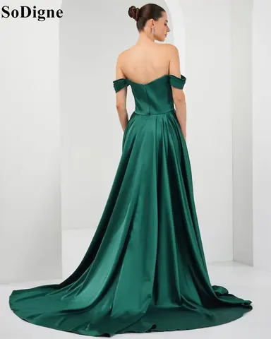 10 best sales smaragdgrön satinklänning - №6