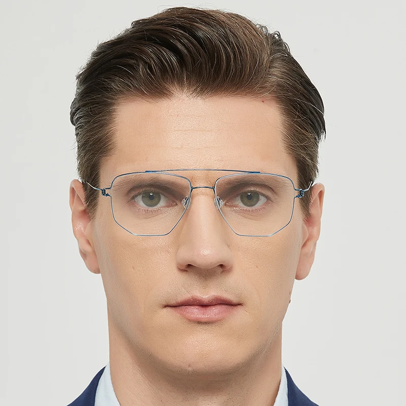

Denmark Brand Square Glasses Frame Irregular Pilot Men Women Double-Beam Design Eyeglasses Screwless Eyewear Spectacles Edwin