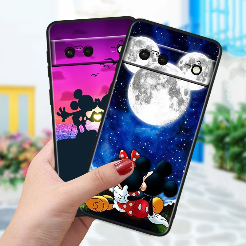 Disney Castle Anime For Google Pixel 8 7A 7 6A 6 5A 5 4 4A XL 5G Black Silicon Shockproof Shell Phone Case