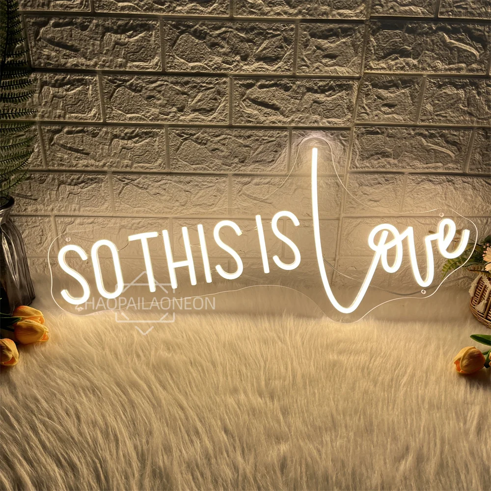 

So This Is Love Neon Led Sign Room Decoration Marriage Wedding Romantic Letter Wall Neon Light Dimmable Lamp Decor Logo