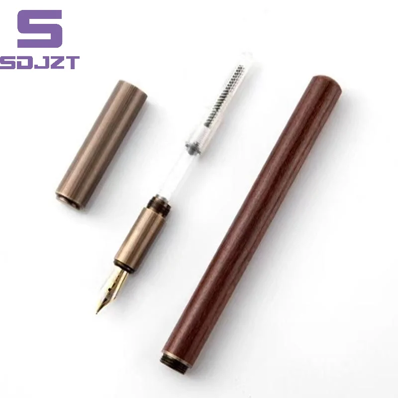 Luxury Retro Wood Bronze Fountain Pen Office Business Writing Art Calligraphy Ink Pens 0.5mm School Student Stationery Gifts