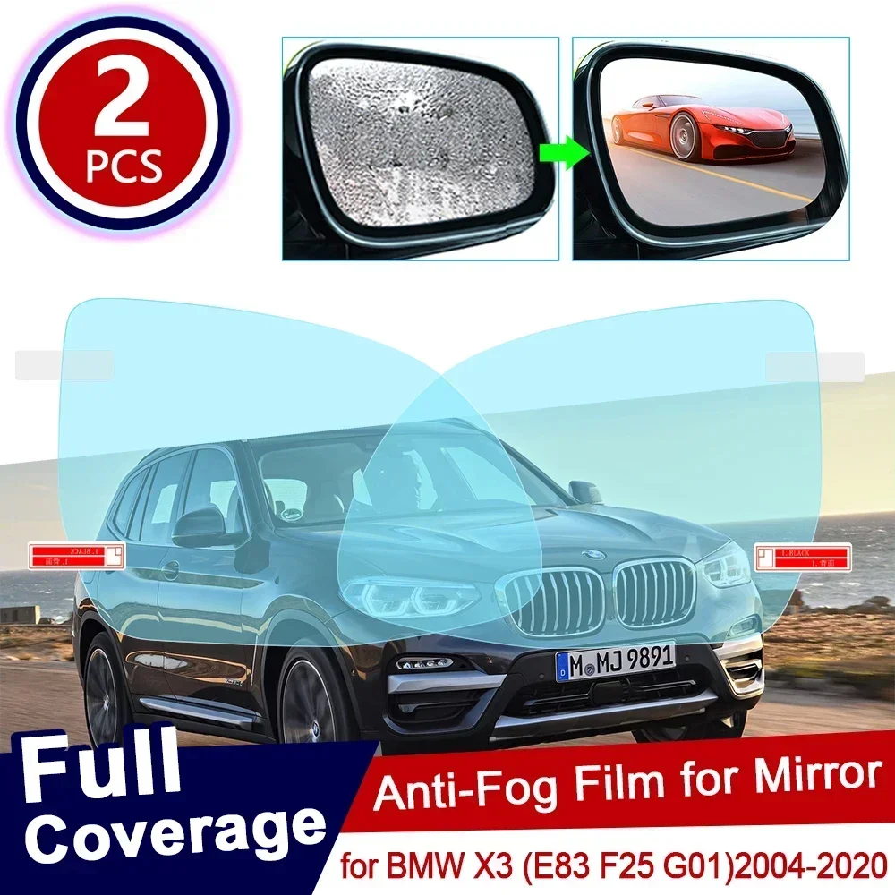 for BMW X3 E83 F25 G01 2004~2020 Full Cover Anti Fog Film Rearview Mirror Rainproof Clear Anti-fog Films Car Accessories 2015