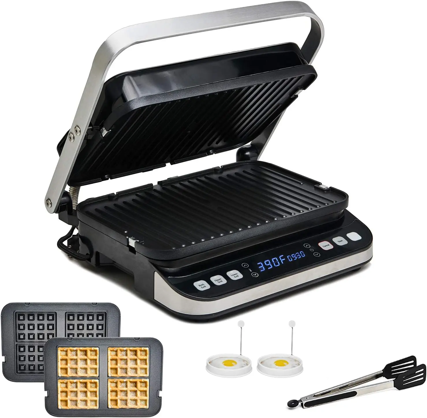 Total Package 6-in-1 Digital Indoor Grill, Waffle Maker, Panini Press, Griddle, with Deluxe Accessory Kit