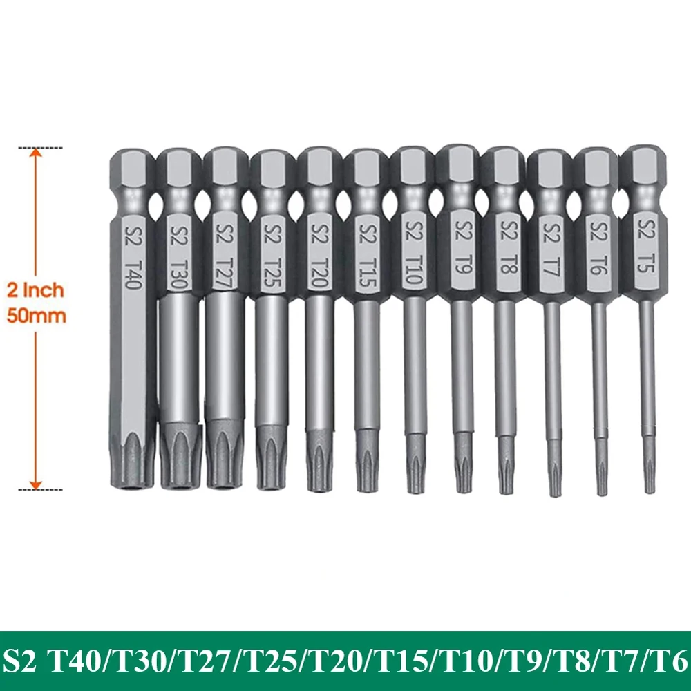 11-delige Torx-beveiligingsbitset S2 staal magnetische beveiligingsschroevendraaierset 50 / 100 mm sterschroevendraaierset voor Shark Vacuum T6-T40