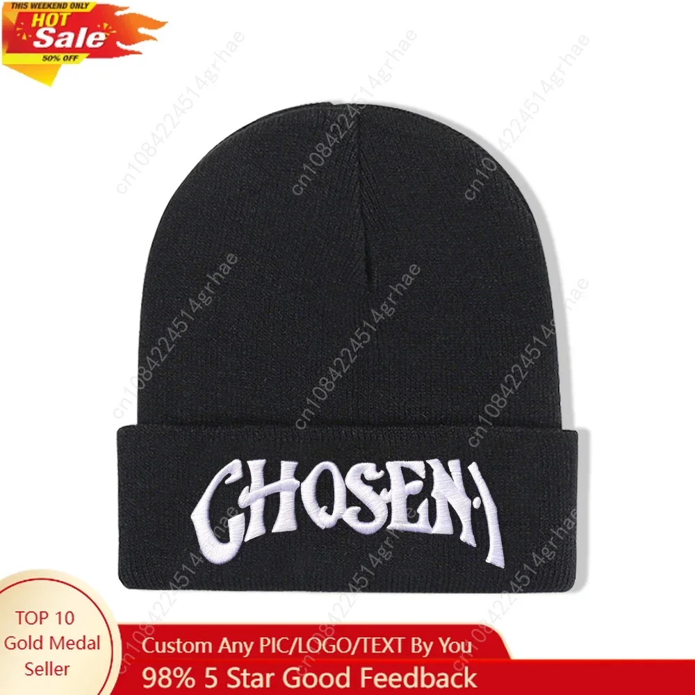 

1pc'CHOSEN' Embroidered Beanie Soft Stretchy Lightweight Winter Hat for Men & Women, Outdoor Hip Hop Fashion