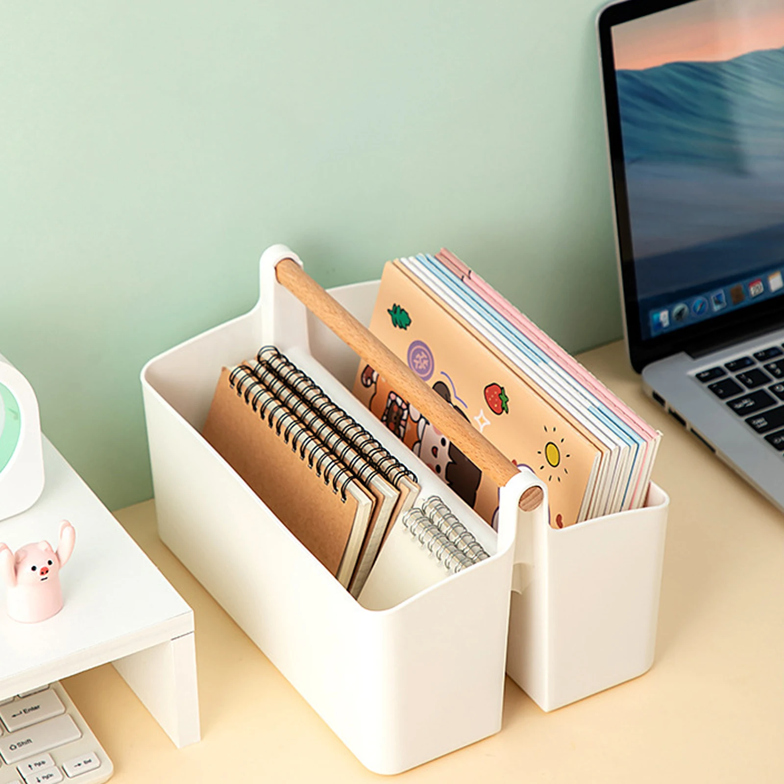 

Desktop Stationery Storage Box Multi Grid Smooth Arc Desk ganizer Office Supplies Tidy Remote Control Makeup Brush Holder File