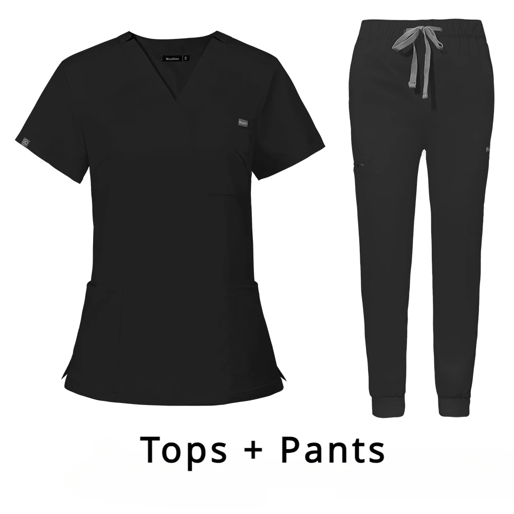 Agência de beleza feminina Uniforme Médico, Pet Shop, Acessórios de Enfermagem Veterinária, Top Respirável Unissex, Calças, Trajes de Jogger