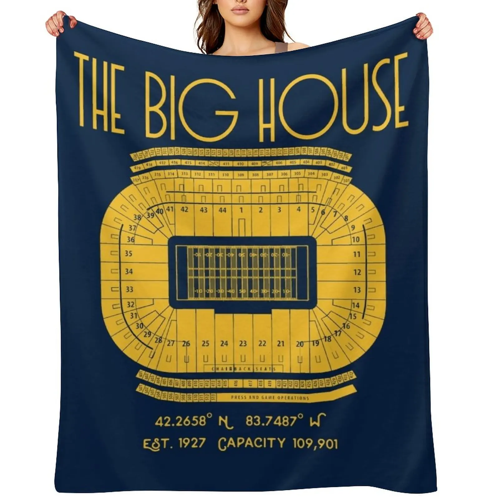 

Michigan Football Big House Stadium Poster Print Throw Blanket sofa bed Custom Hair Flannel Fabric Blankets